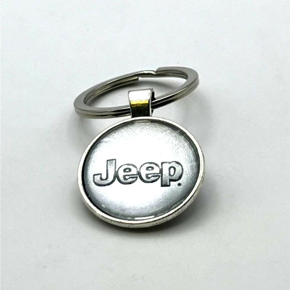 Glass & Metal Keyring - Jeep