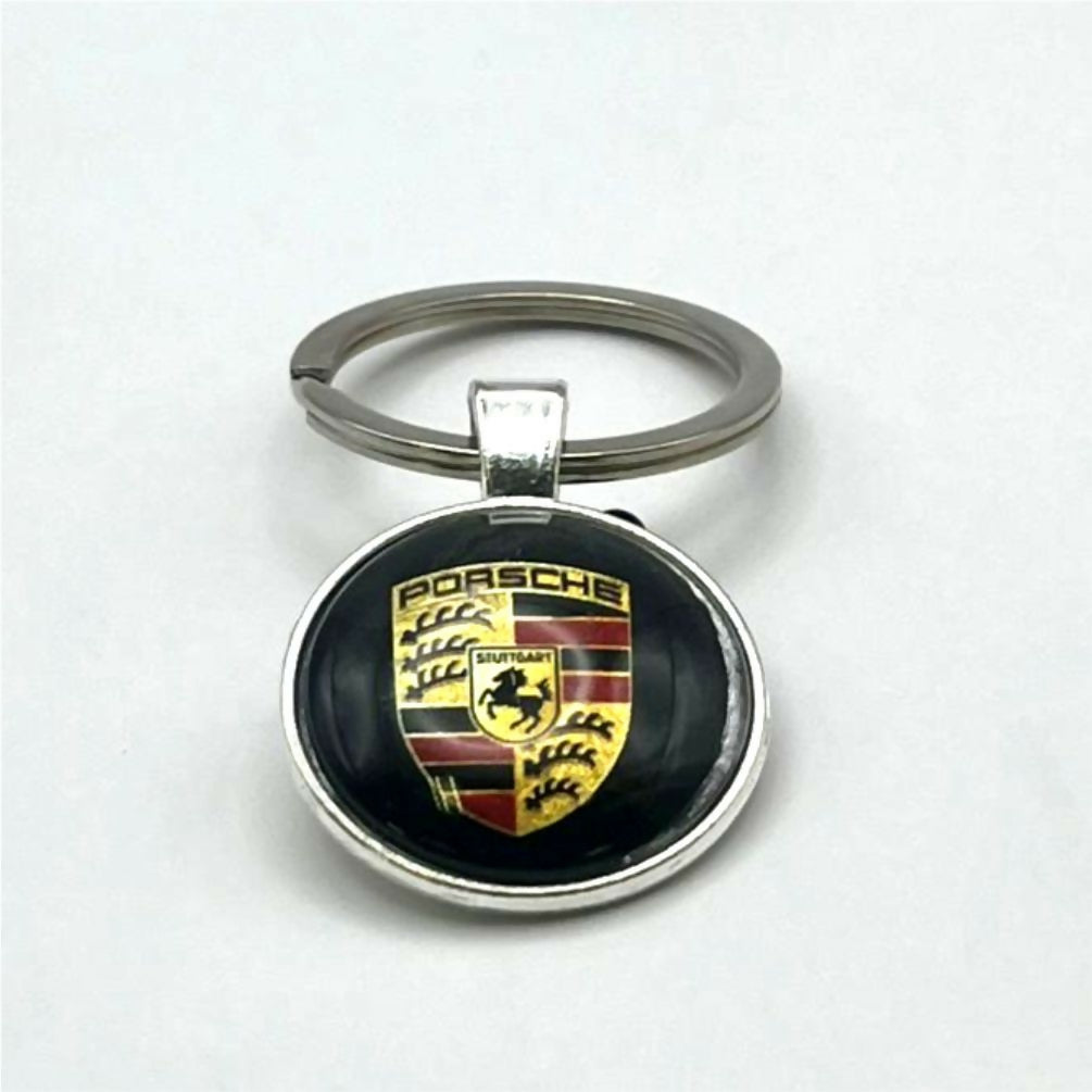 Glass & Metal Keyring - Porsche