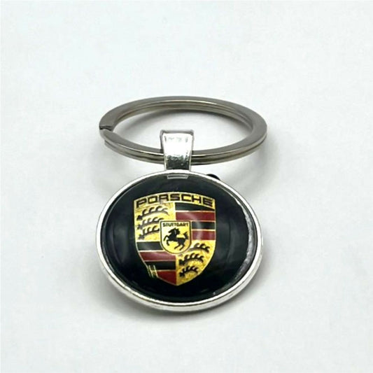 Glass & Metal Keyring - Porsche
