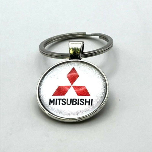 Glass & Metal Keyring - Mitsubishi